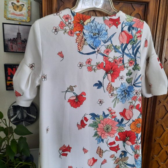 Zara Floral Print Flutter Sleeve Shift/Tunic Dress - Picture 10 of 15